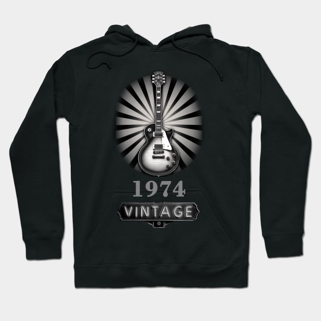 Vintage Guitar 1974 - 50th Birthday Gift Hoodie by Completely Mental